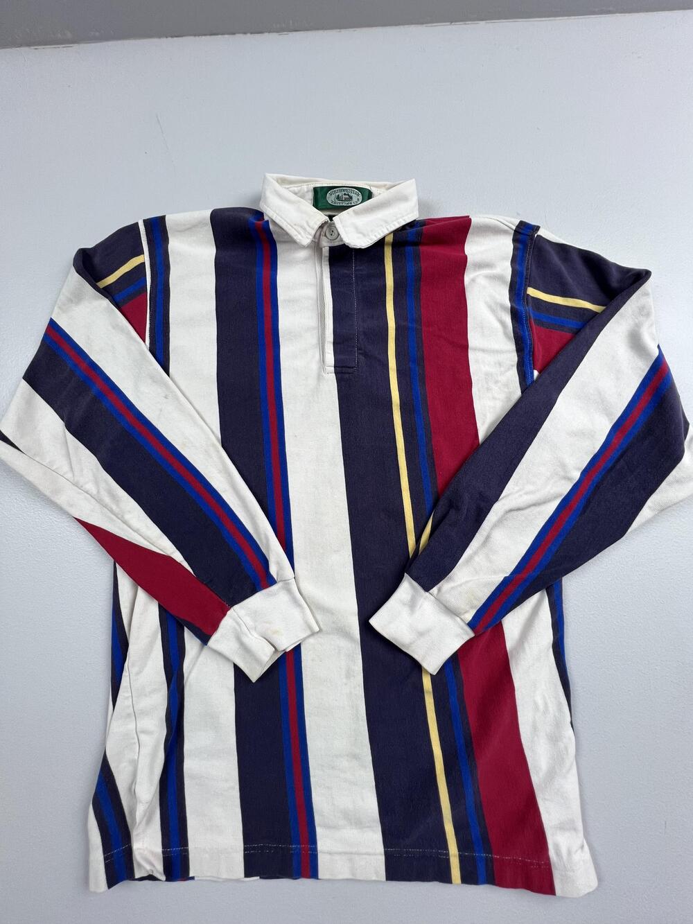 Vintage Northwestern Knitting Co Polo Shirt Mens Medium Multicolor Rugby Striped